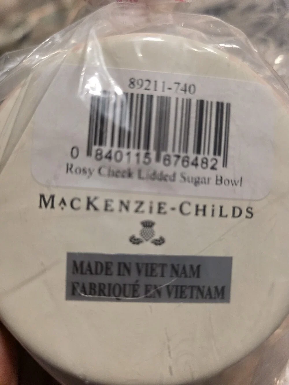 Mackenzie-Childs Rosy Check Lidded Sugar Bowl